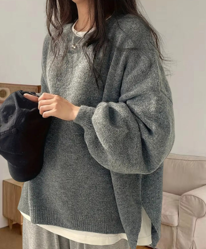 Damen Oversized Strickpullover mit eleganten Puffärmeln und modernem Design Drune