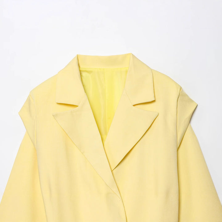 Damen elegante und taillierte Blazerjacke mit breitem Revers Drune