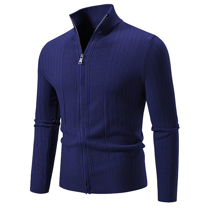 Herren Strickjacke mit modernem Reißverschluss und feiner Rippstruktur Drune