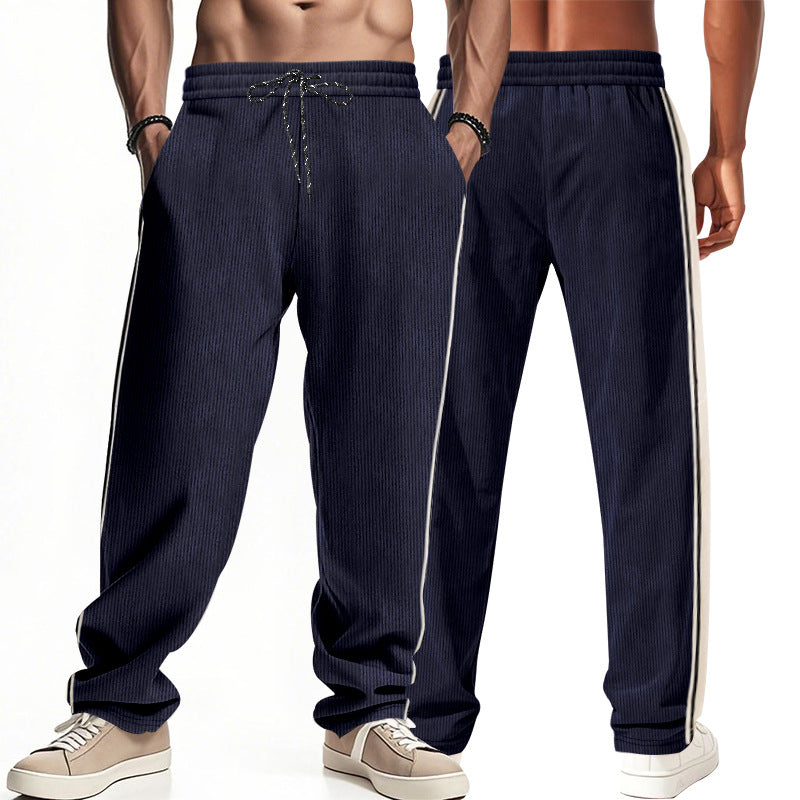 Herren Bequeme Freizeithose mit seitlichen Streifen und elastischem Bund Drune