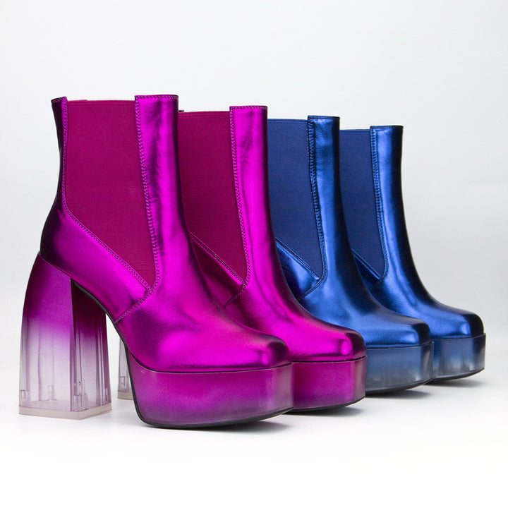 Damen Chunky Plattform Ankle Boots mit transparentem Blockabsatz Drune