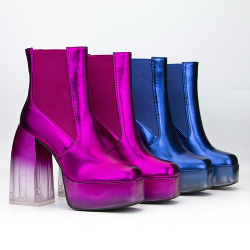 Damen Chunky Plattform Ankle Boots mit transparentem Blockabsatz Drune