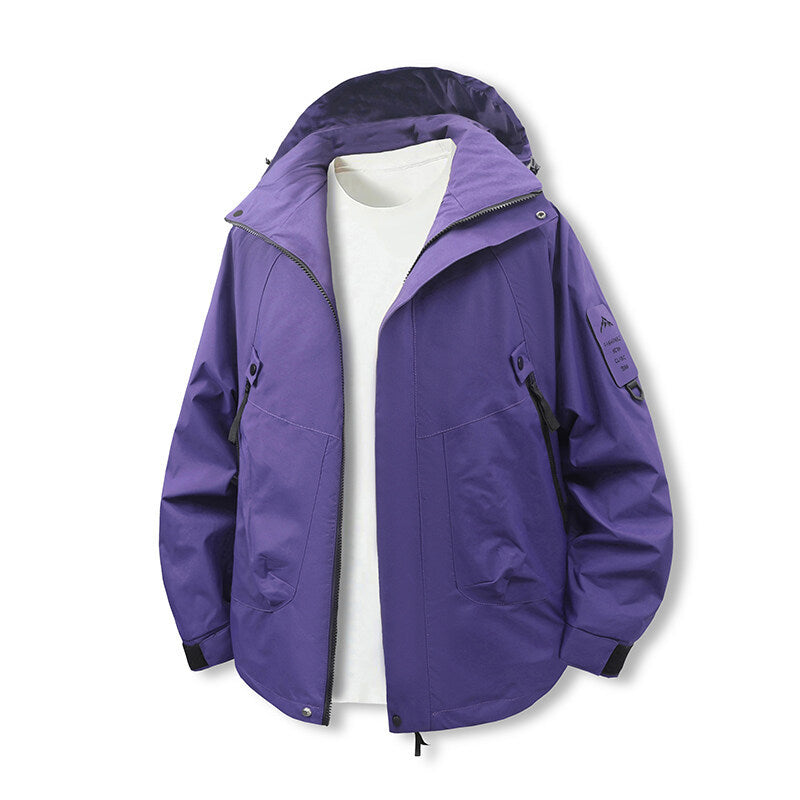Herren funktionale Outdoor-Jacke mit verstellbarem Kapuzenbereich und zahlreichen Taschen Drune