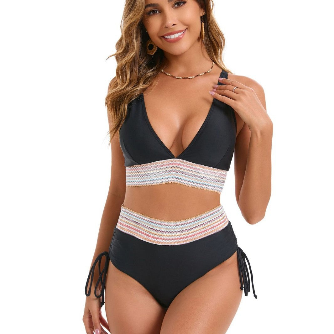 Damen Zweiteiliges Bikini-Set mit breitem Gummibund und hochwertige Rippstruktur Drune