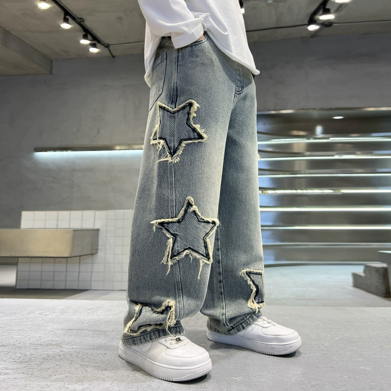 Damen modische Jeans mit Stern-Details Drune