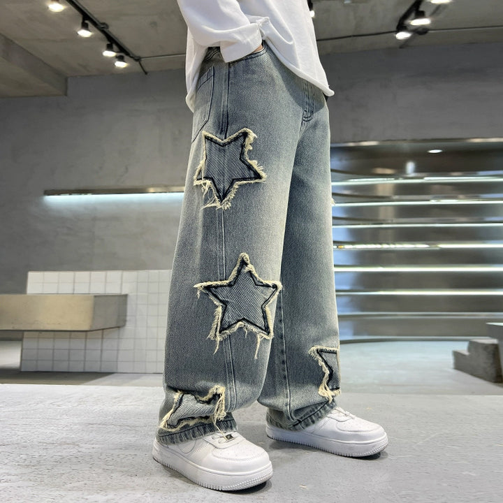 Damen modische Jeans mit Stern-Details Drune