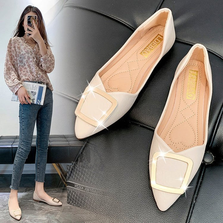 Damen elegante Ballerinas mit modischem Schnallen-Detail Drune