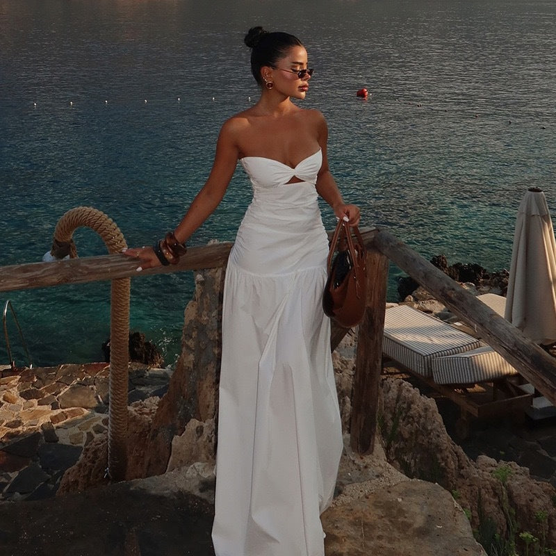 Damen Maxikleid mit Cut-Out-Design und voluminösem Rock Drune