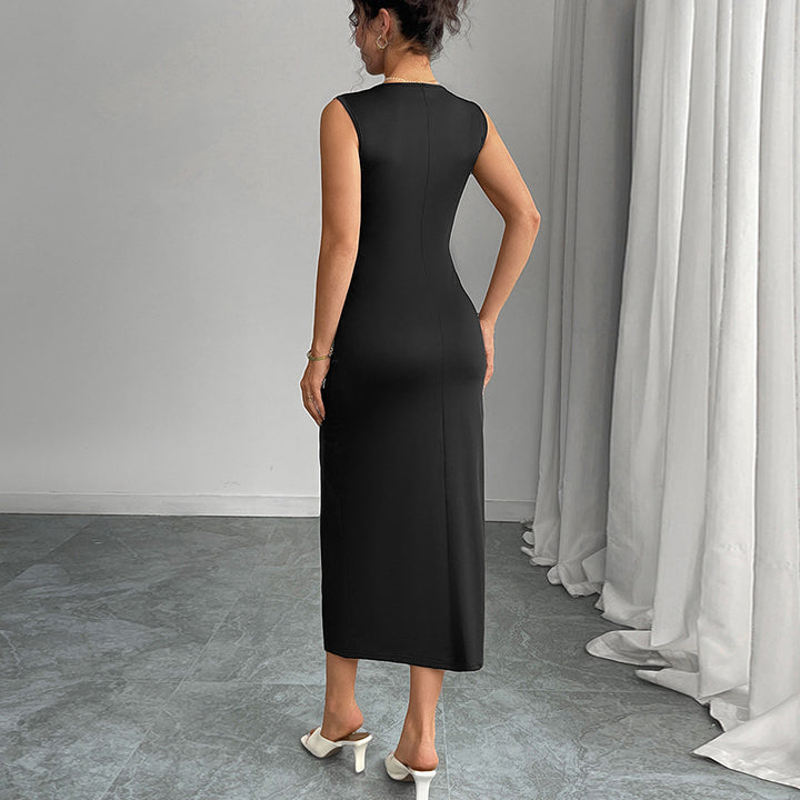 Damen Elegantes Maxikleid mit Schleifendetails und seitlichem Schlitz Drune