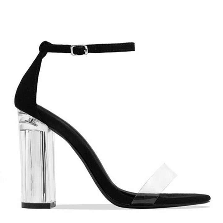 Damen elegante High Heel Sandalen mit transparentem Blockabsatz Drune