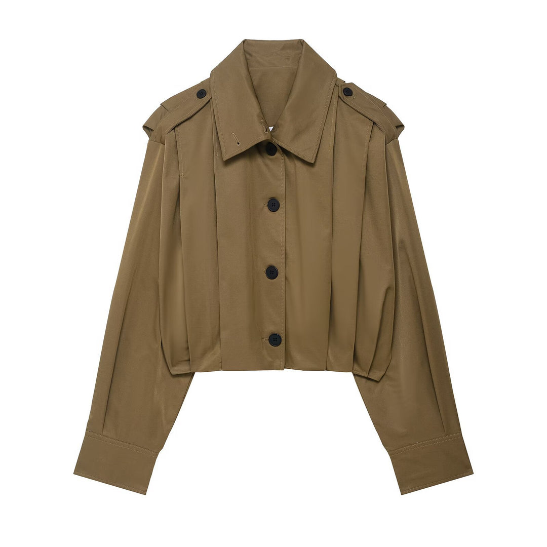 Damen cropped Blusenjacke mit elegantem Schnitt und Knopfdetails Drune