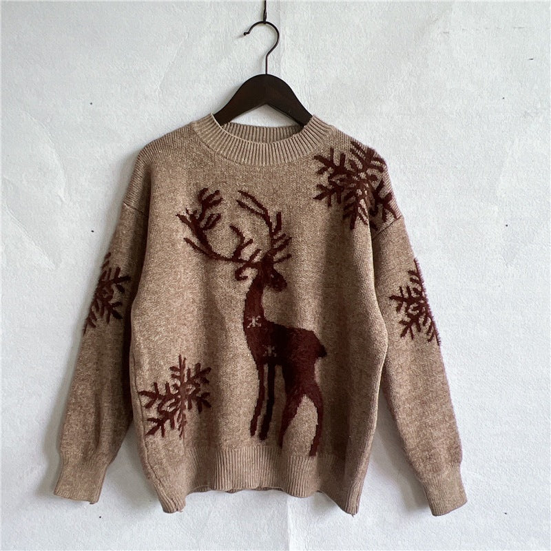 Damen Weihnachtspullover mit festlichem Rentierdesign und hochwertiger Strickqualität Drune