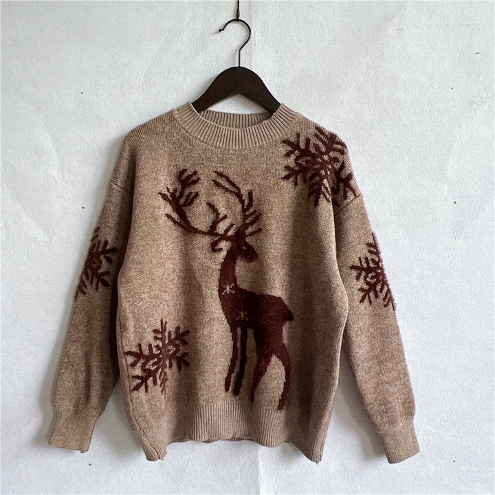 Damen Weihnachtspullover mit festlichem Rentierdesign und hochwertiger Strickqualität Drune