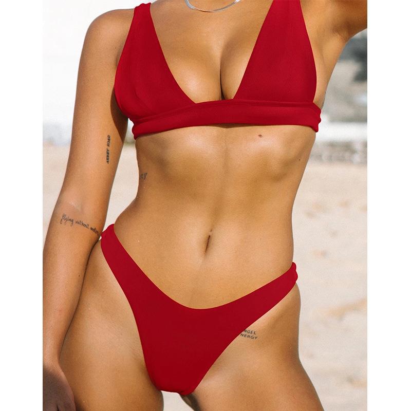 Damen Bikini mit tiefem V-Ausschnitt und floralem Design Drune