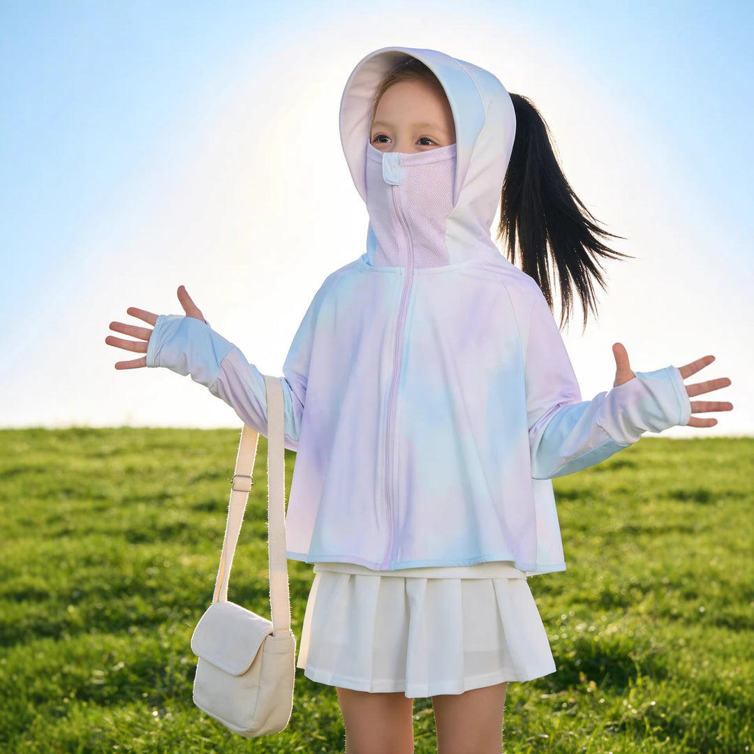 Damen nan leichte UV-Schutz Kapuzenjacke für Kinder mit atmungsaktivem Material und Reißverschluss  Drune