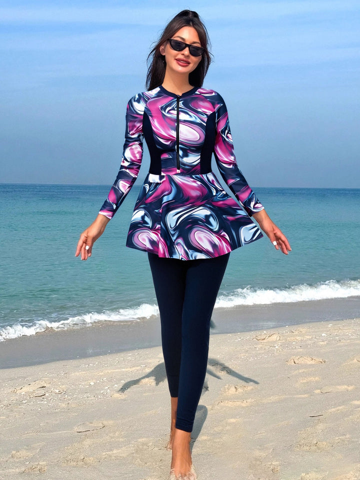 Damen modischer Beach-Surfanzug mit figurbetontem Rock Drune