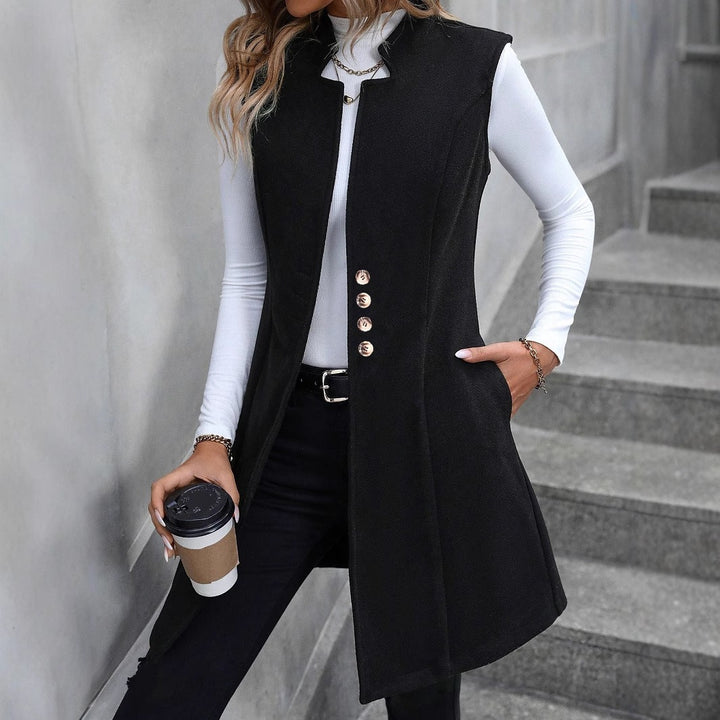 Damen elegante Weste mit Knopfdetails Drune
