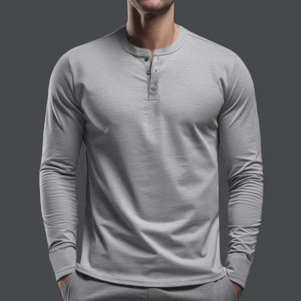 Herren nan Langarmshirt mit Knopfleiste und schmaler Passform Drune