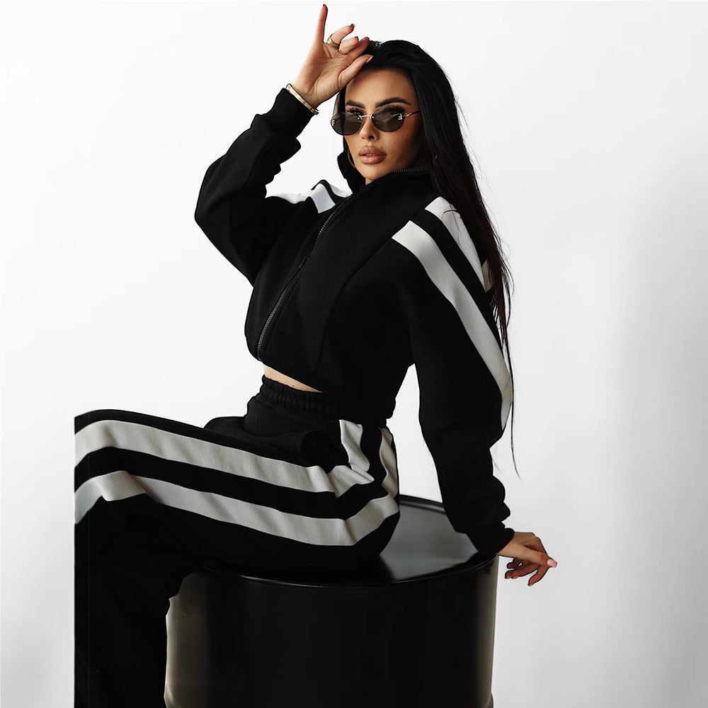 Damen lässiger Pullover- und weite Hose-Set Drune