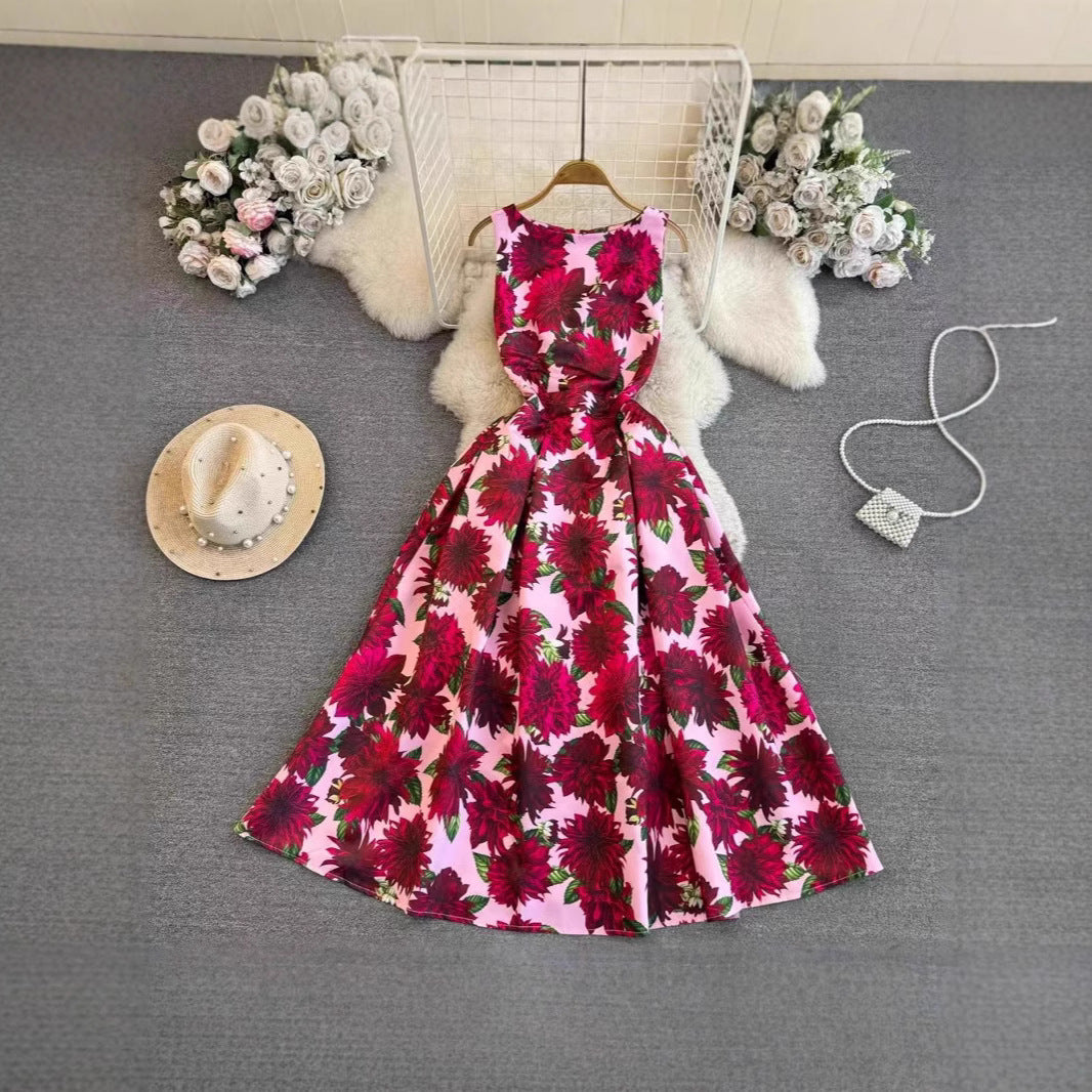 Damen Maxikleid mit floralen Applikationen und tailliertem Schnitt Drune