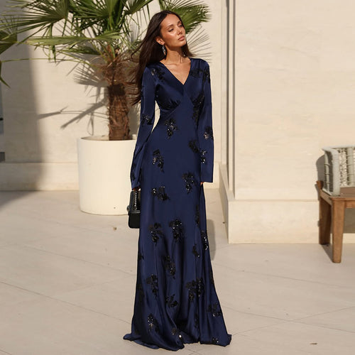 Damen elegantes Maxikleid mit floralem Design Drune