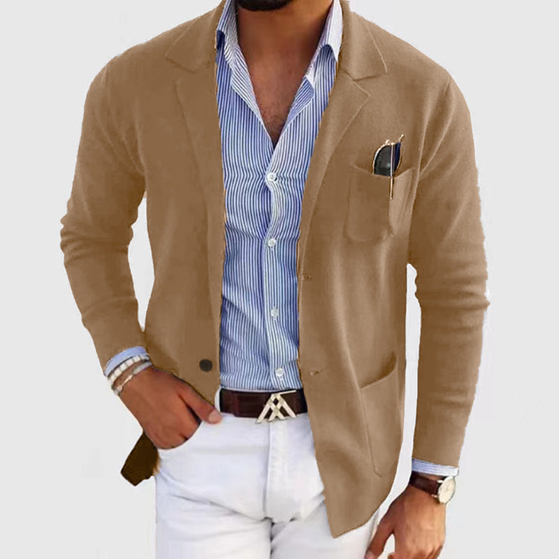 Herren lässiger Strickblazer mit praktischen Taschen und bequemer Passform Drune