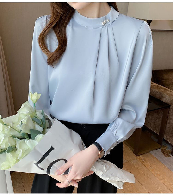 Damen elegante Bluse mit Rüschendetails und schickem Kragen Drune