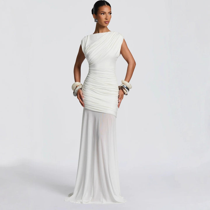 Damen Elegantes und figurbetontes Maxikleid mit Drapierungen Drune