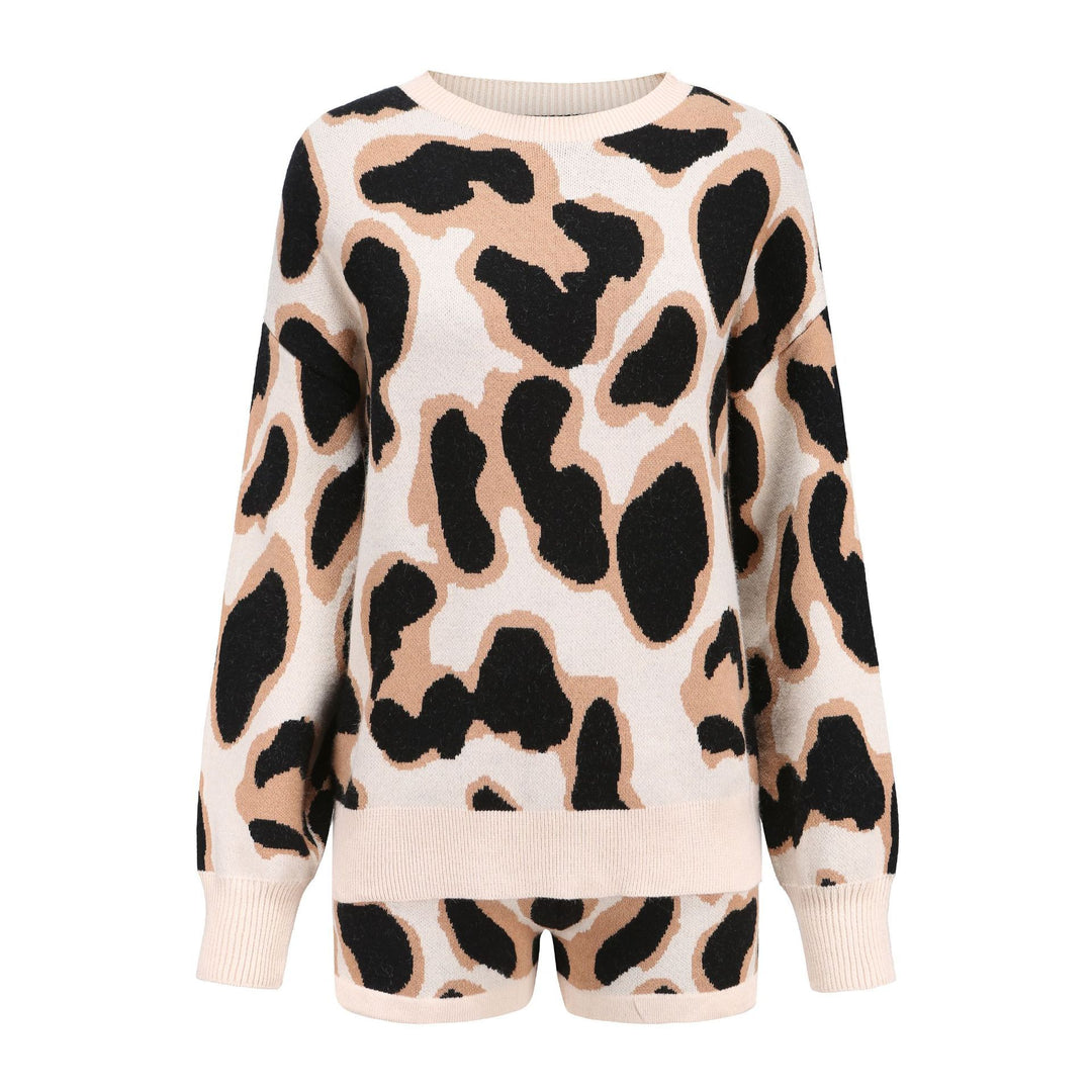 Damen Gemütlicher, im Leopardenmuster strickpullover Drune