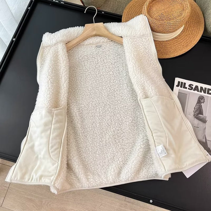 Damen kuschelige Fleece-Weste mit hohem Kragen Drune
