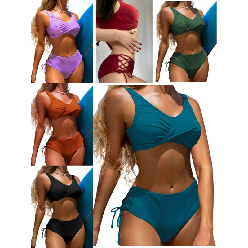Damen Hochgeschnittener Bikini mit raffiniertem Wickeldetail Drune