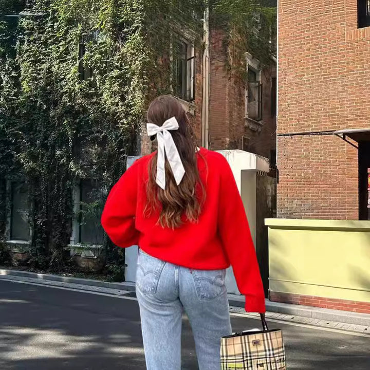 Damen Komfortabler Strickpullover mit weitem Schnitt und hochsteigendem Kragen Drune