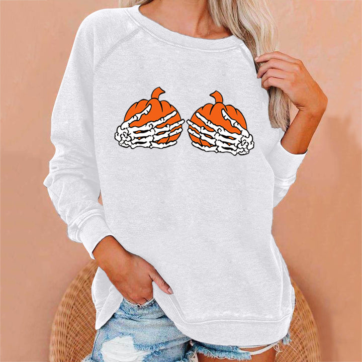 Damen Sweatshirt mit kreativem Halloween-Motiv Drune
