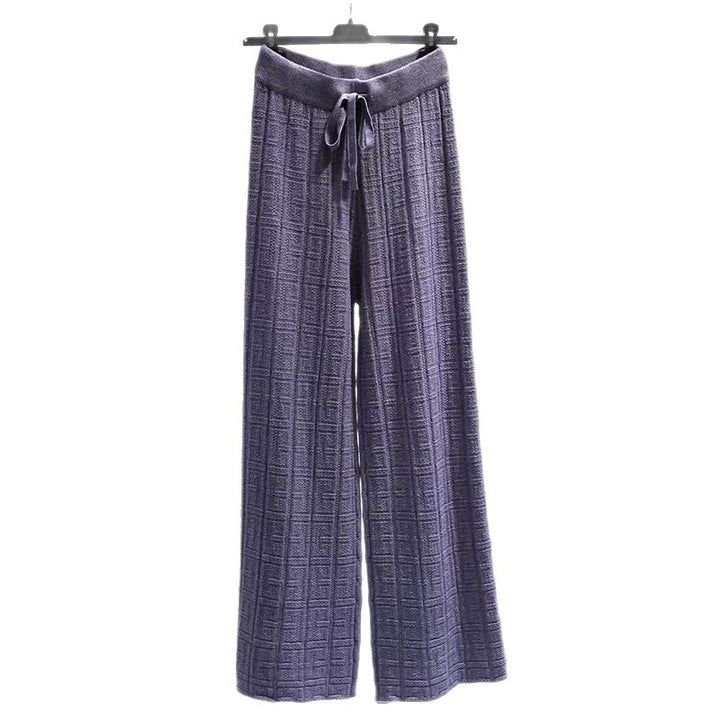 Damen elegante Palazzo-Hose mit hohem Bund und seitlichem Bindegürtel Drune