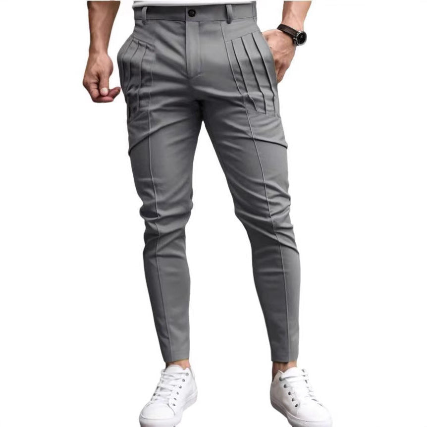 Herren nan schmale Bundfalten-Chino mit dekorativen Längsfalten und tapered Bein Drune
