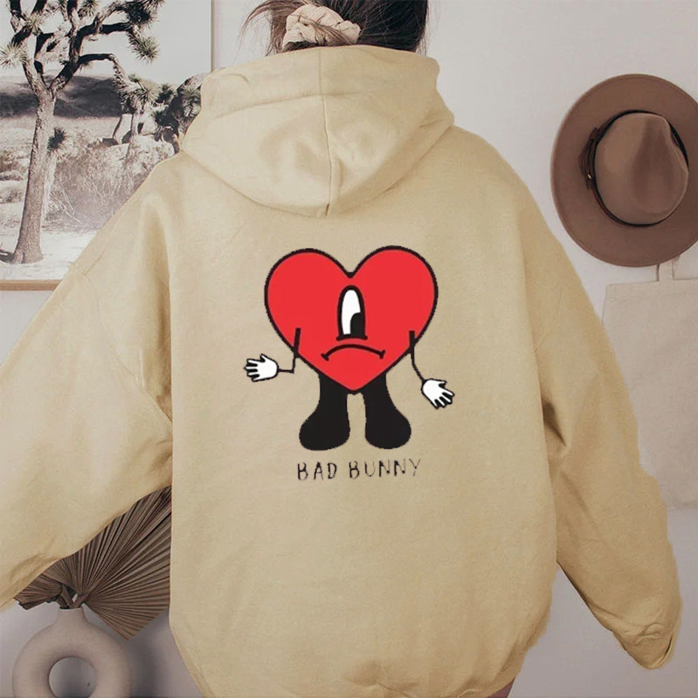 Damen Kapuzenpulli mit kreativem Herzmotiv Drune