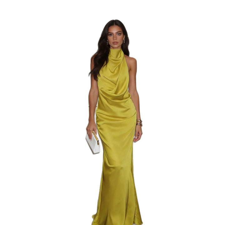 Damen Elegantes Abendkleid mit asymmetrischem Kragen Drune