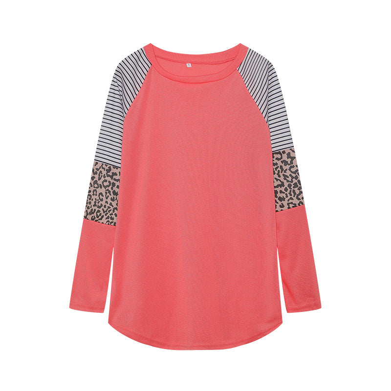 Damen Sportliches Langarmshirt mit tierischem Muster und modernem Streifendesign Drune