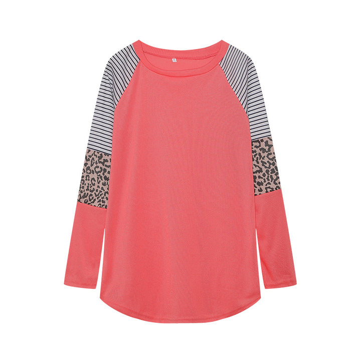 Damen Sportliches Langarmshirt mit tierischem Muster und modernem Streifendesign Drune