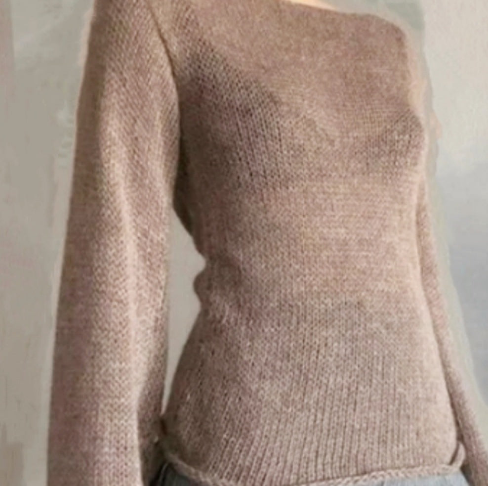 Damen Eleganter Feinstrickpullover mit lässigem Schnitt und Rundhalsausschnitt Drune