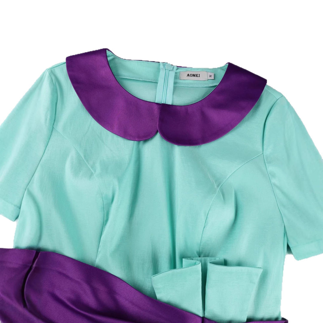 Damen elegantes Kleid mit modischem Kragen und asymmetrischem Taillendetail Drune