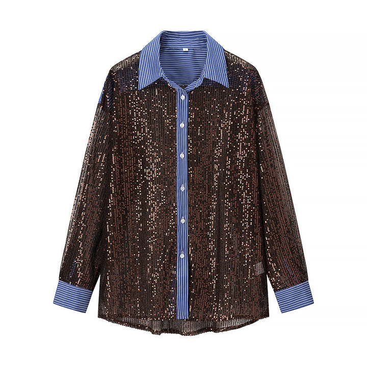 Damen Glamouröse Pailletten Pyjama-Set Drune