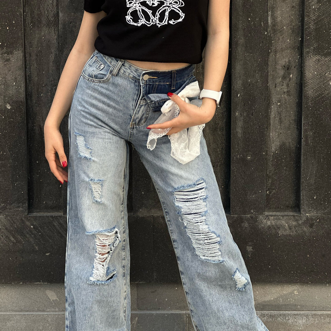 Damen destroyed Jeans im lässigen Oversized-Schnitt Drune