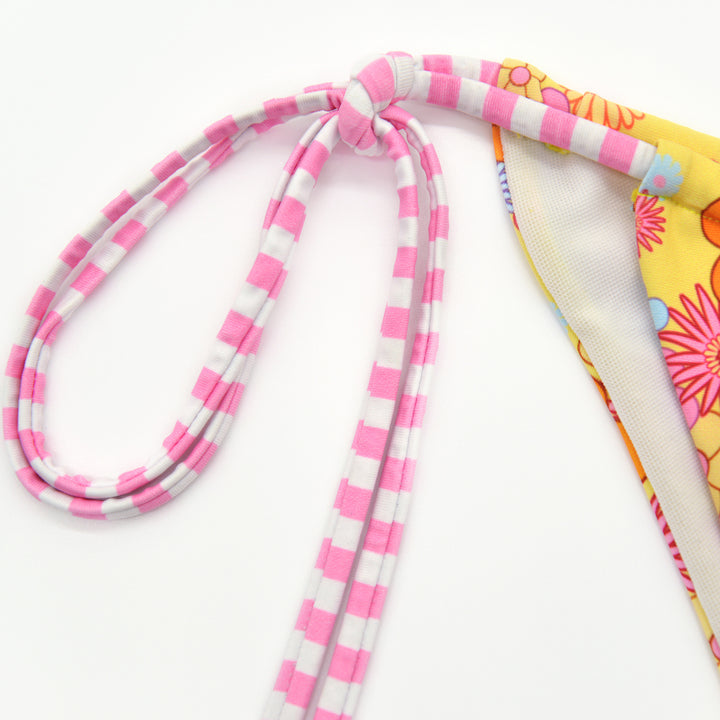 Damen Blumenmuster Triangel-Bikini mit verstellbaren Bindebändern Drune