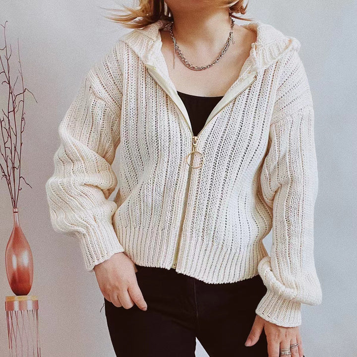 Damen Strickjacke mit auffälligem Reißverschluss und lässigem Schnitt Drune