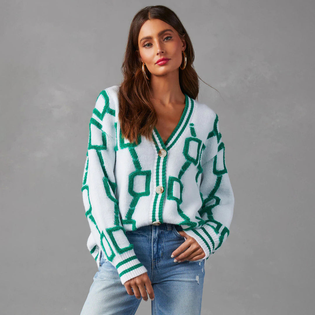 Damen Kuscheliger und stylischer Strickpulli mit modernem Muster Drune
