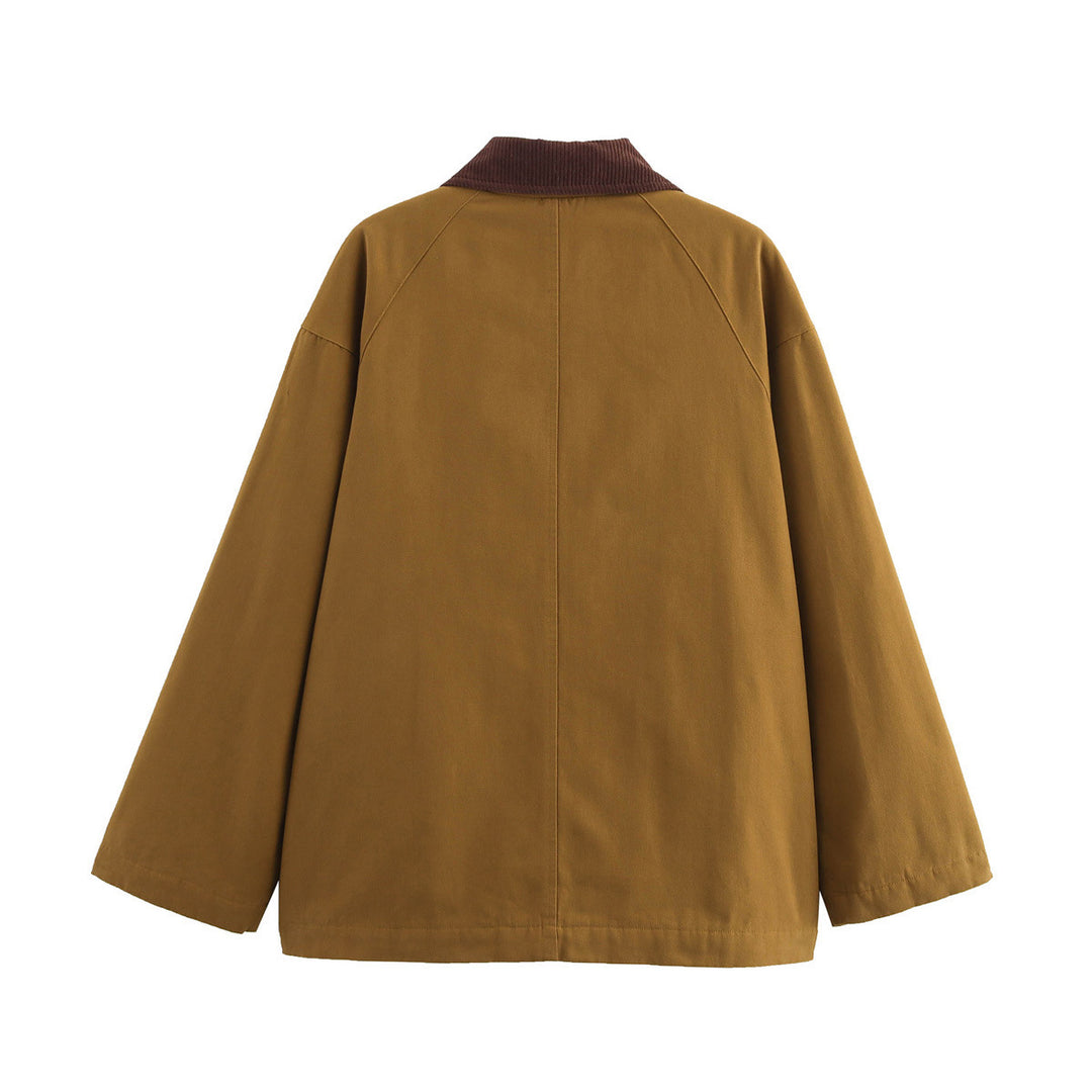 Damen Modische Übergangsjacke mit praktischen Taschen und kontrastierendem Kragen Drune