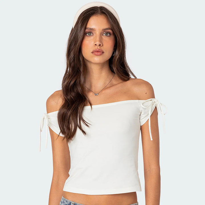 Damen Trägertop mit Off-Shoulder-Design und Bindegurten Drune