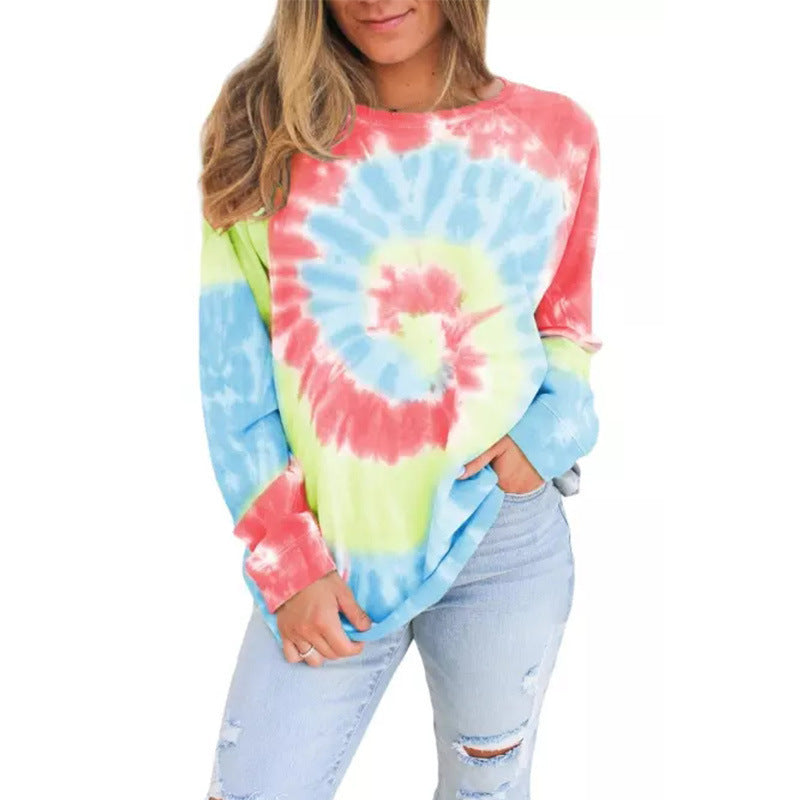 Damen Oversized Sweatshirt mit kreativem Batikdesign Drune
