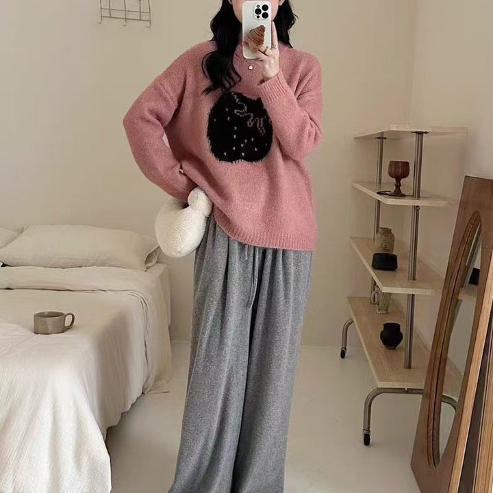 Damen Kuscheliger Pullover im modernen Design mit niedlichem Tiermotiv Drune
